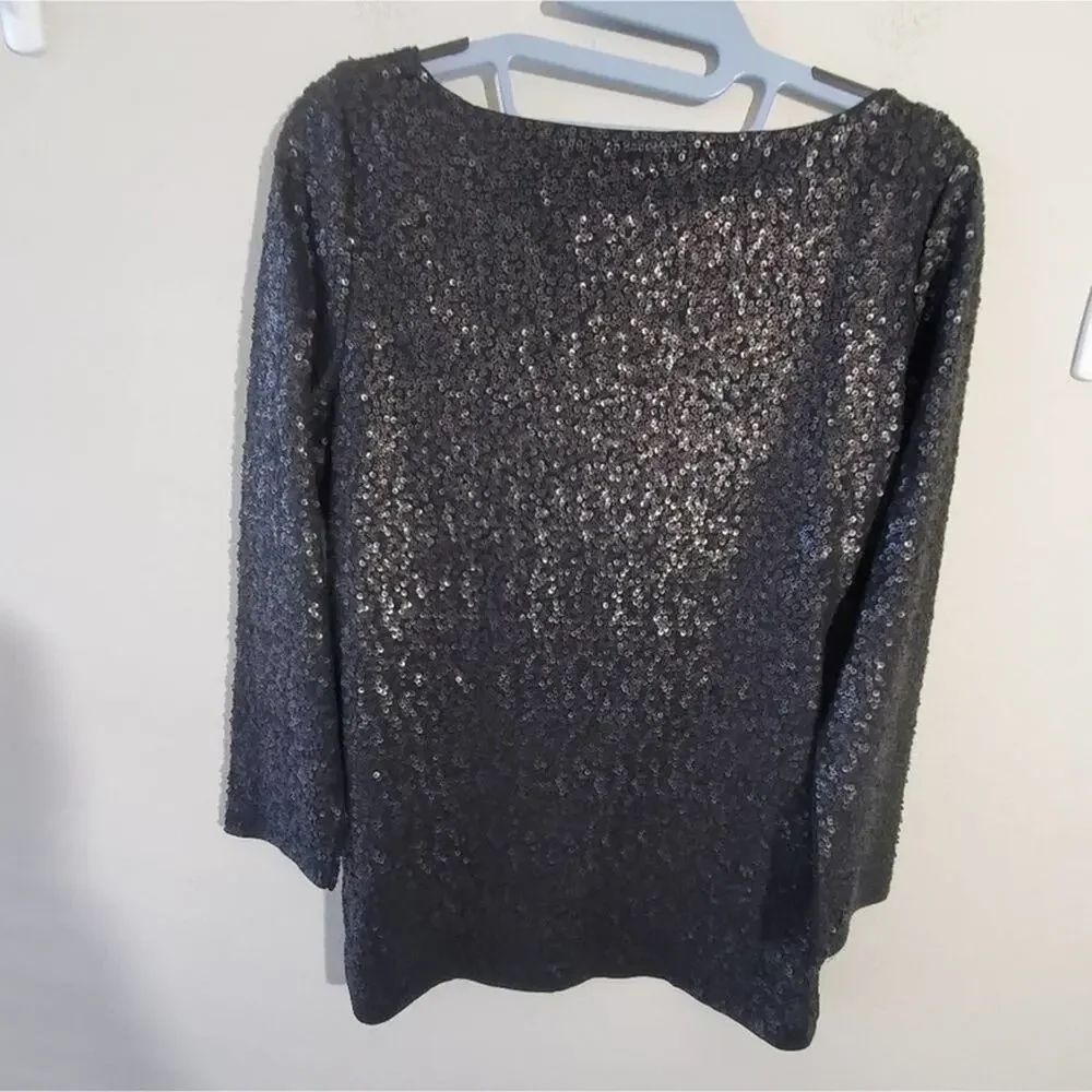 J. Crew‎ black sequined shirt size small